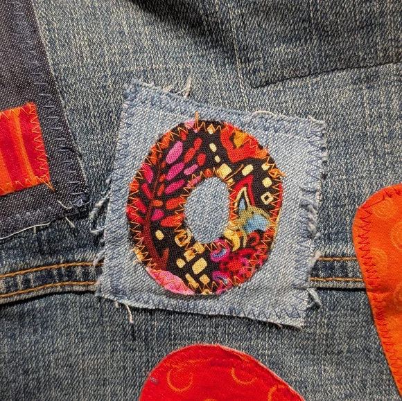 Up-cycled Wrangler Denim Jacket with Colorful Floral Embroidery - Picture 7 of 7